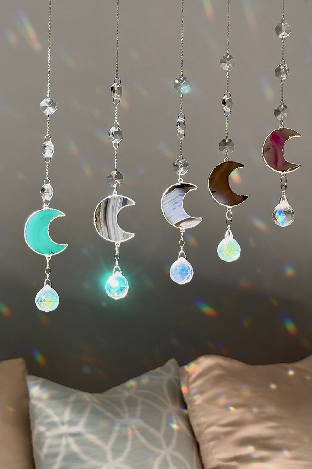 Agate Crescent Moon Sun Catcher