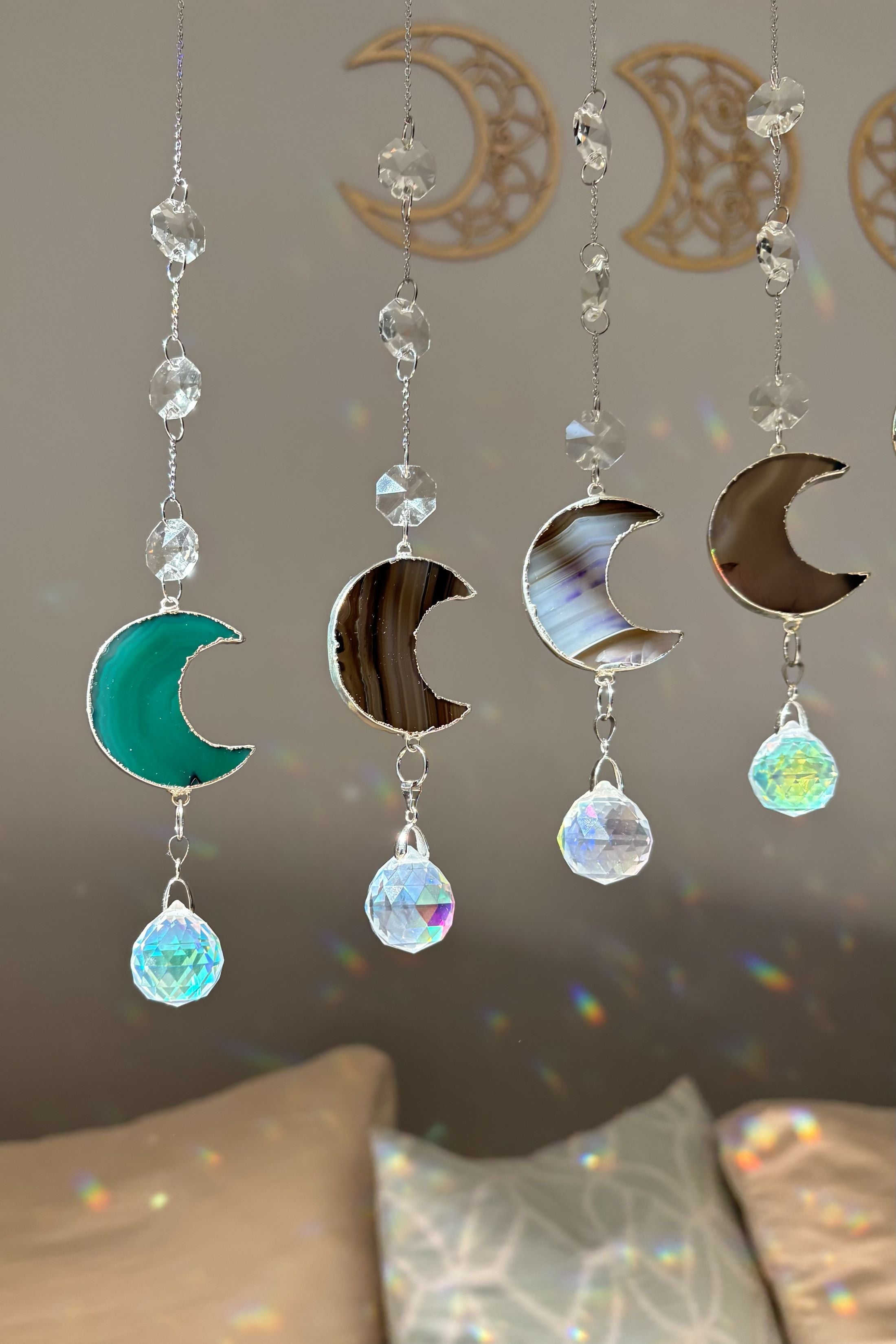 Agate Crescent Moon Sun Catcher