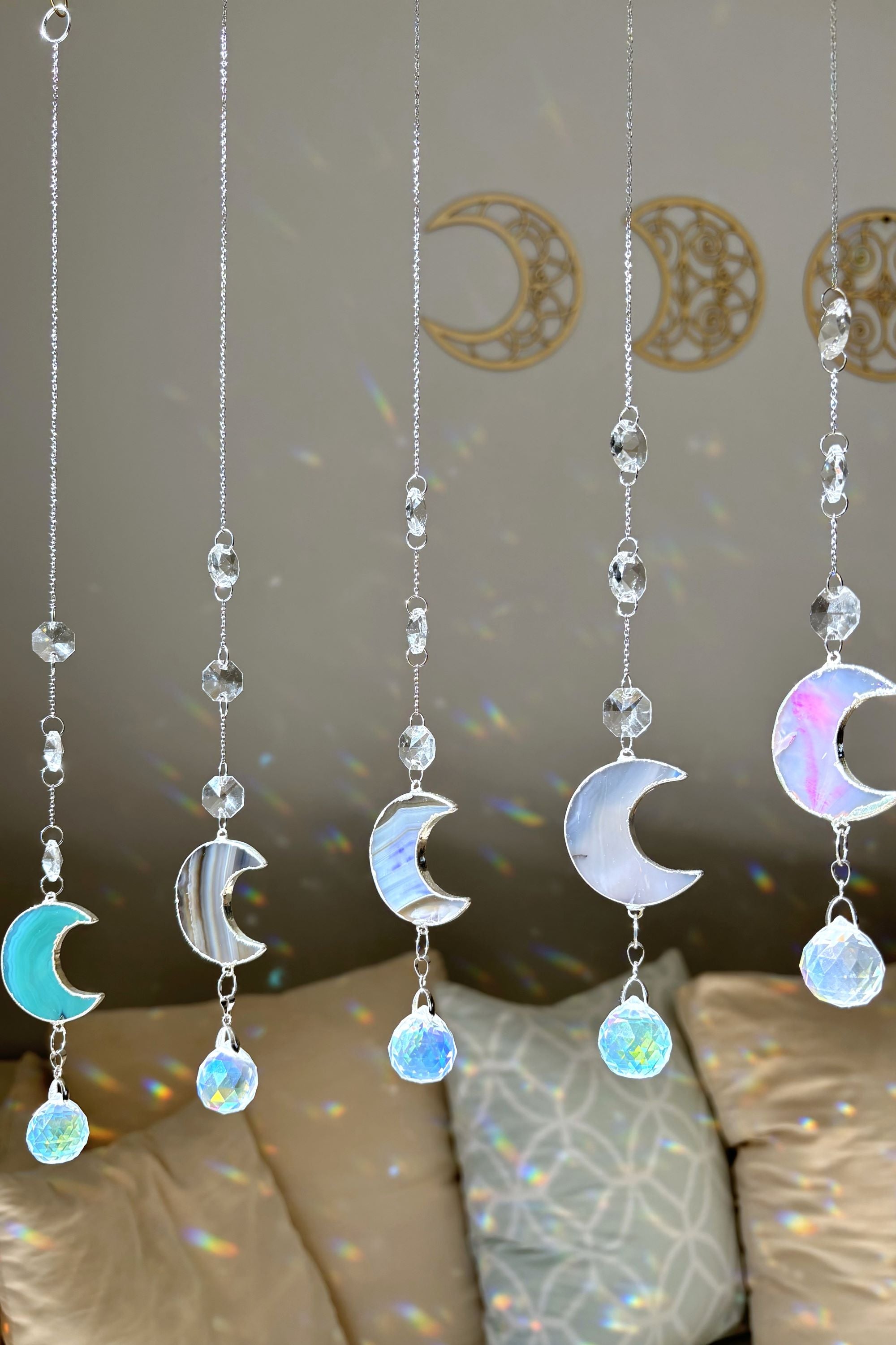 Agate Crescent Moon Sun Catcher