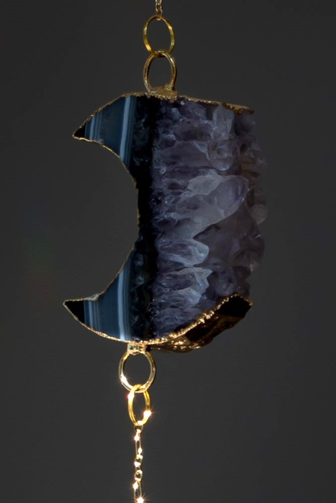 Amethyst Crystal Moon and Bell Sun Catcher