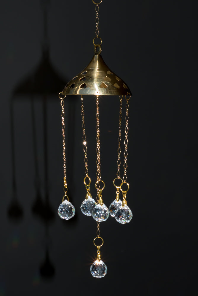 Amethyst Crystal Moon and Bell Sun Catcher