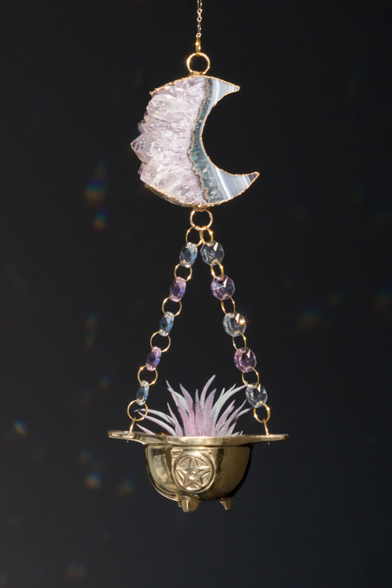 Amethyst Crystal Moon and Cauldron Sun Catcher – for Window
