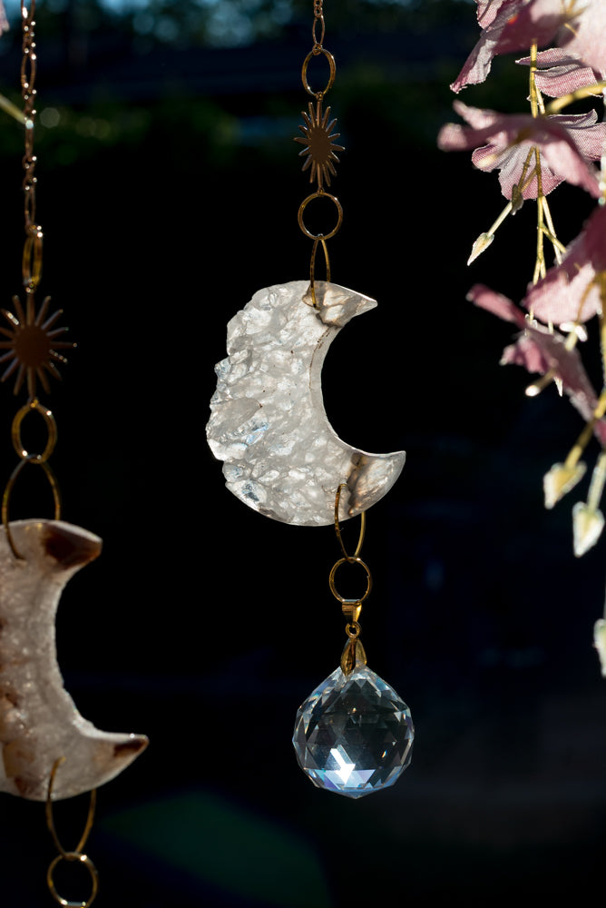 Amethyst Dainty Crystal Moon – for Window