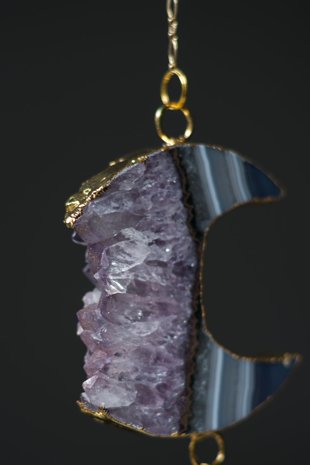 Amethyst Moon with Double Crystal