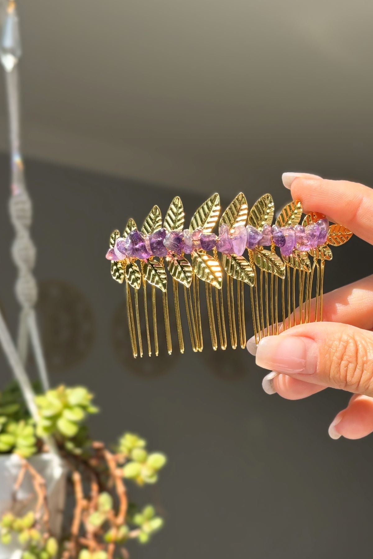 Golden Leaf Hair Comb