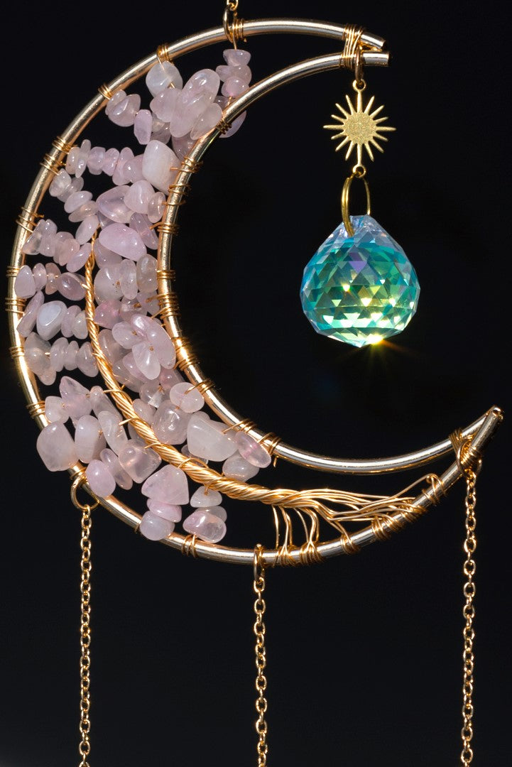 Rose Quartz Tree of Life Moon Sun Catcher
