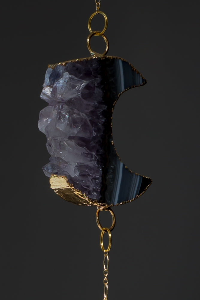 Amethyst Crystal Moon and Bell Sun Catcher