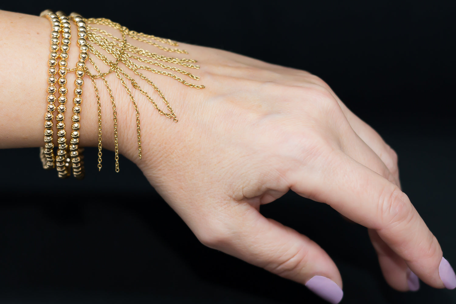 Gold Beaded Fringe Bracelet